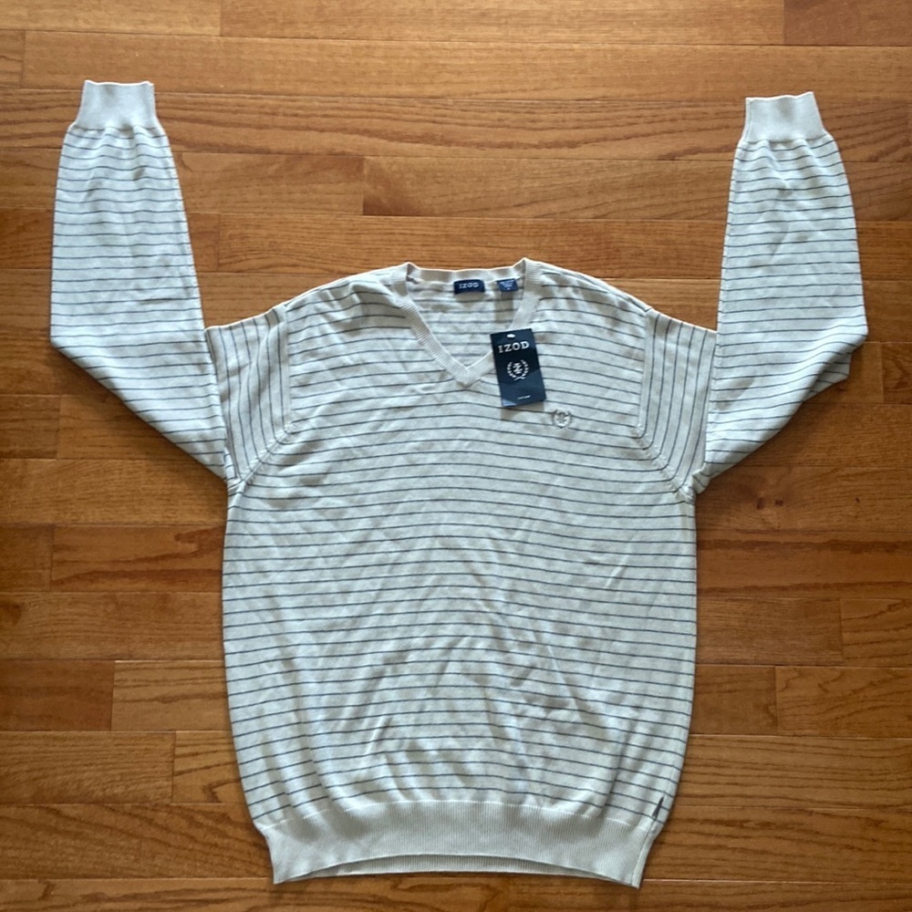 NWT Mens Vneck striped pullover sweater size large